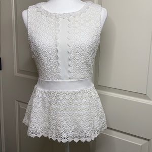 Diane Von Furstenberg white eyelet Tavita peplum